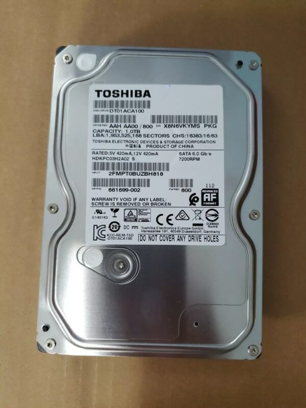 Disco Duro Interno Mecánico HDD | Toshiba | DT01ACA100 | 1TB | SATA | Nuevo y Sellado