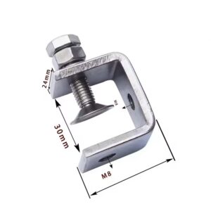 Abrazadera, sujetador C de 4 piezas cuadrada de acero inoxidable con aberturas 30mmx24mm